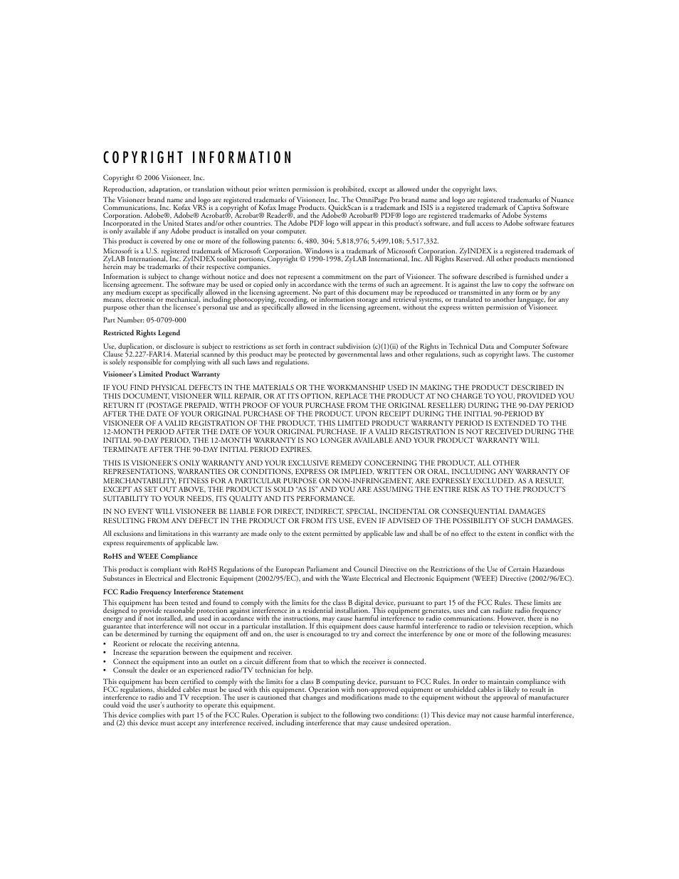 Visioneer Patriot 780 User Manual | Page 3 / 160