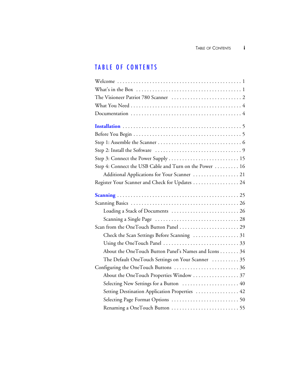 Visioneer Patriot 780 User Manual | Page 4 / 160