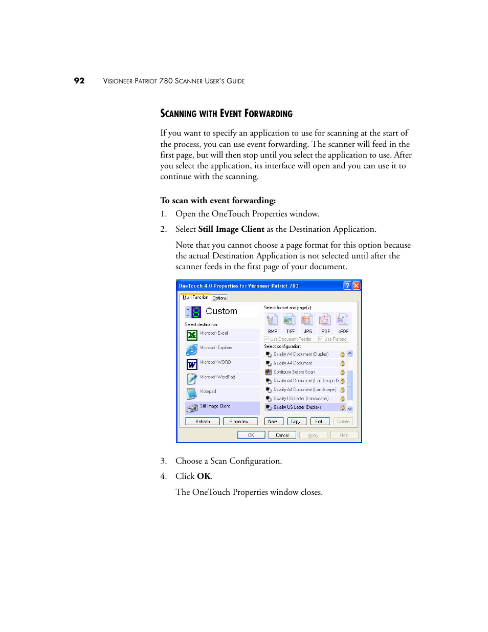 Scanning with event forwarding | Visioneer Patriot 780 User Manual | Page 99 / 160