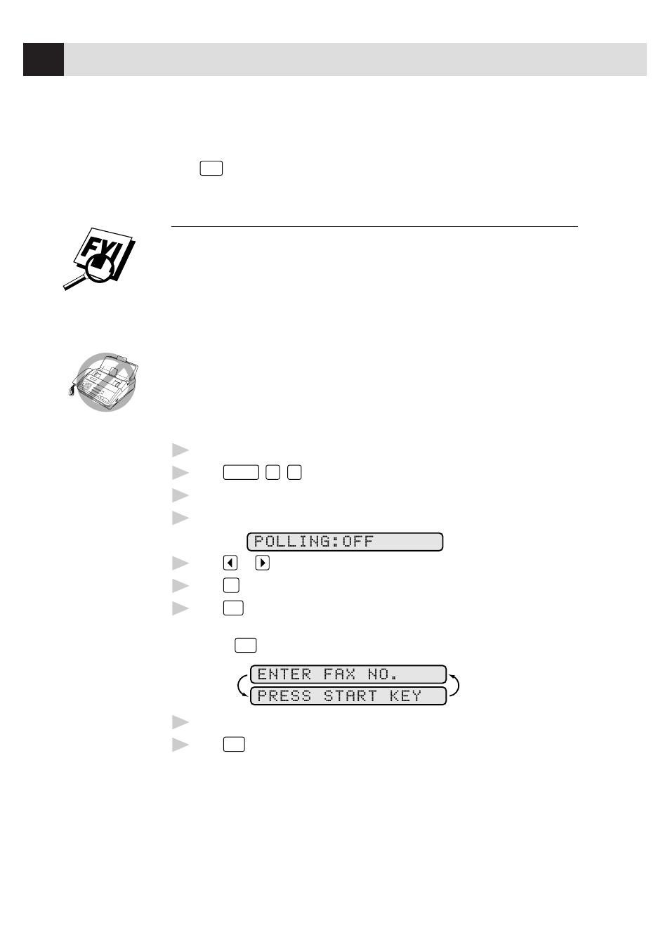 Clearing caller id information, Polling, Setup to poll another fax | Visioneer 1780 User Manual | Page 66 / 99