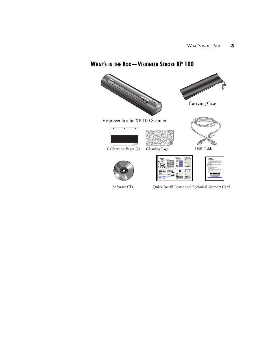 What’s in the box—visioneer strobe xp 100, Xp 100 | Visioneer XP 100 User Manual | Page 10 / 166