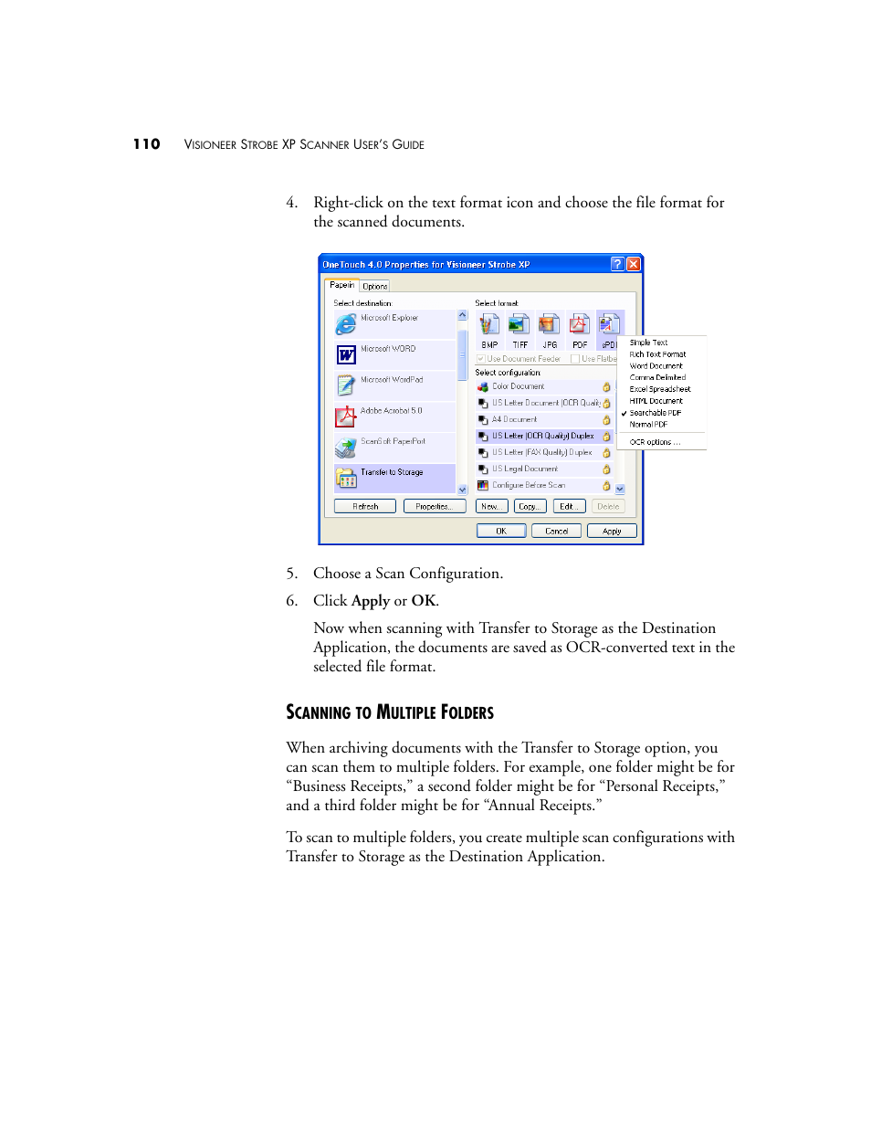 Scanning to multiple folders | Visioneer XP 100 User Manual | Page 117 / 166