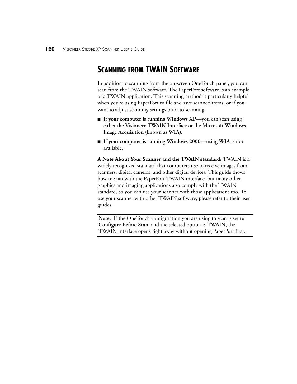 Scanning from twain software, Twain s, Canning | From, Oftware | Visioneer XP 100 User Manual | Page 127 / 166
