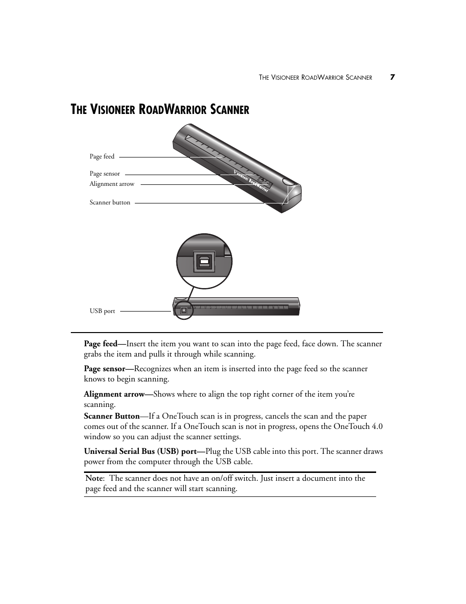 The visioneer roadwarrior scanner, Isioneer, Arrior | Canner | Visioneer XP 100 User Manual | Page 14 / 166