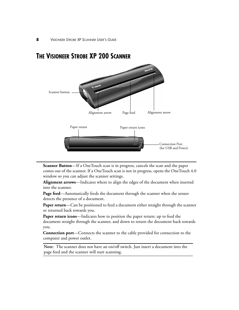 The visioneer strobe xp 200 scanner, Xp 200 s, Isioneer | Trobe, Canner | Visioneer XP 100 User Manual | Page 15 / 166