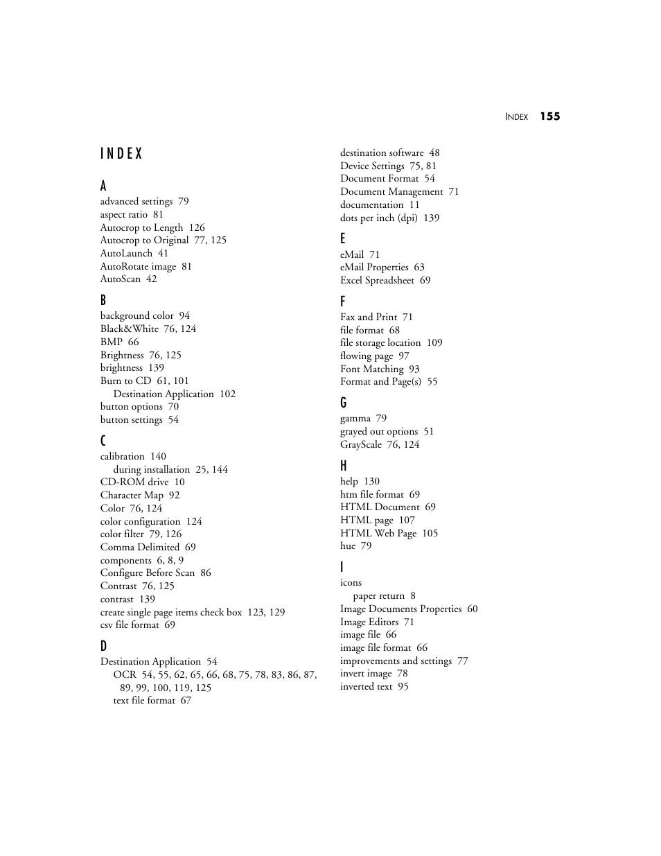 Index | Visioneer XP 100 User Manual | Page 162 / 166
