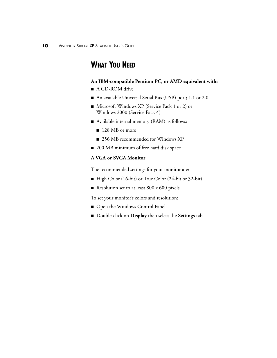 What you need | Visioneer XP 100 User Manual | Page 17 / 166