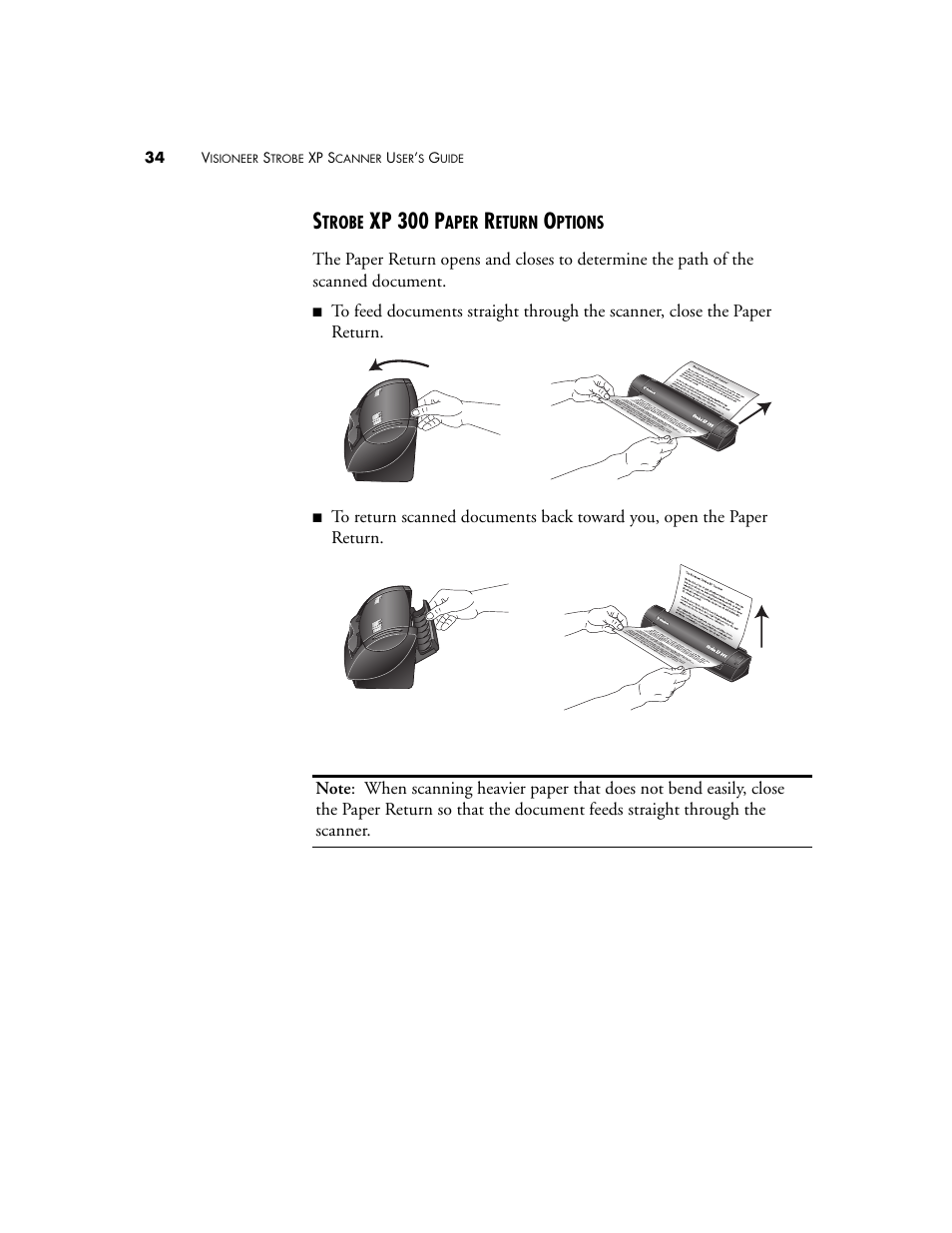 Strobe xp 300 paper return options, Xp 300 p | Visioneer XP 100 User Manual | Page 41 / 166