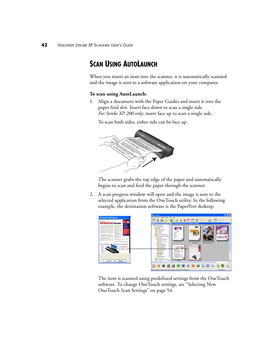 Scan using autolaunch, Sing, Aunch | Visioneer XP 100 User Manual | Page 49 / 166