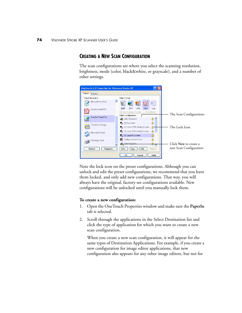 Creating a new scan configuration | Visioneer XP 100 User Manual | Page 81 / 166