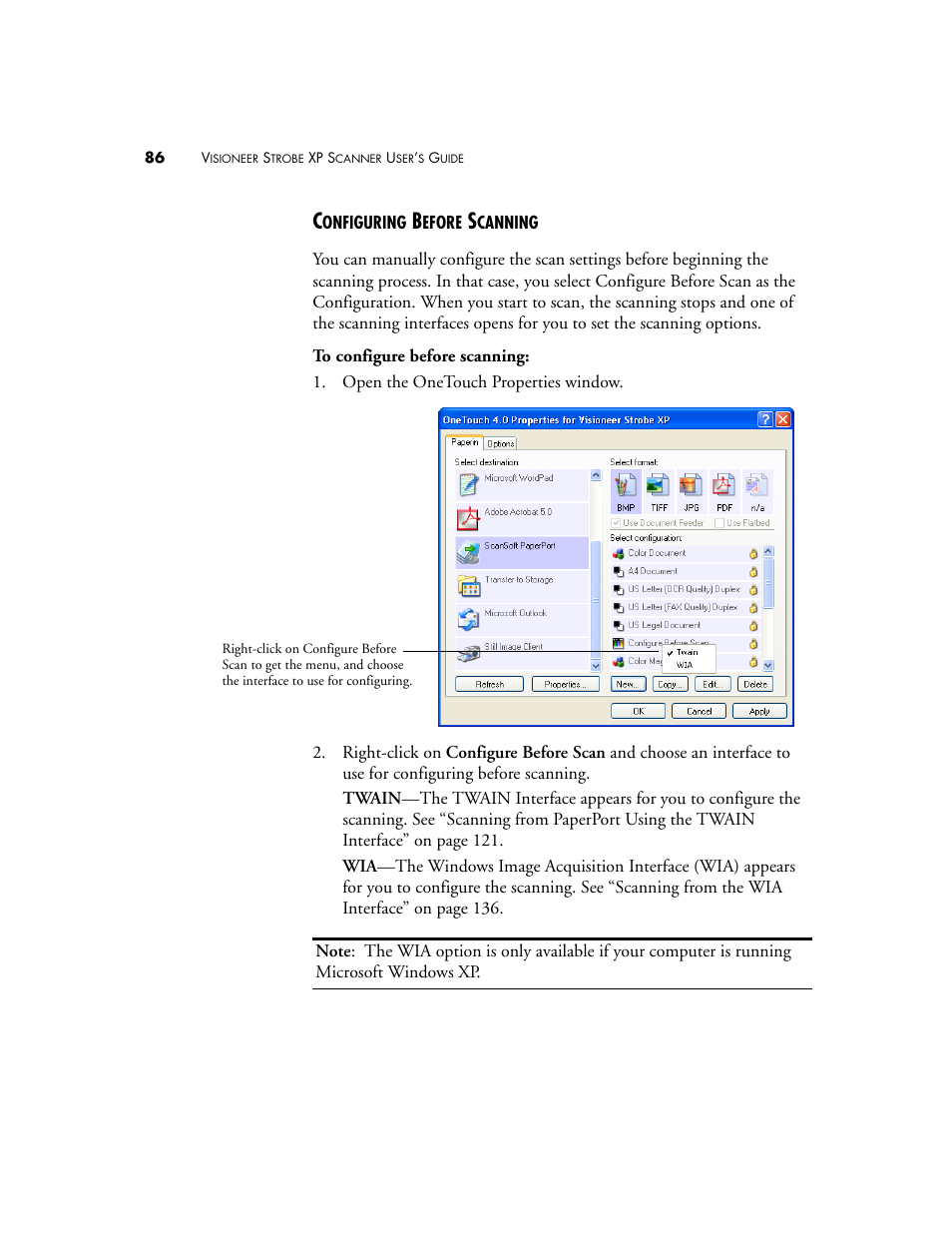 Configuring before scanning | Visioneer XP 100 User Manual | Page 93 / 166