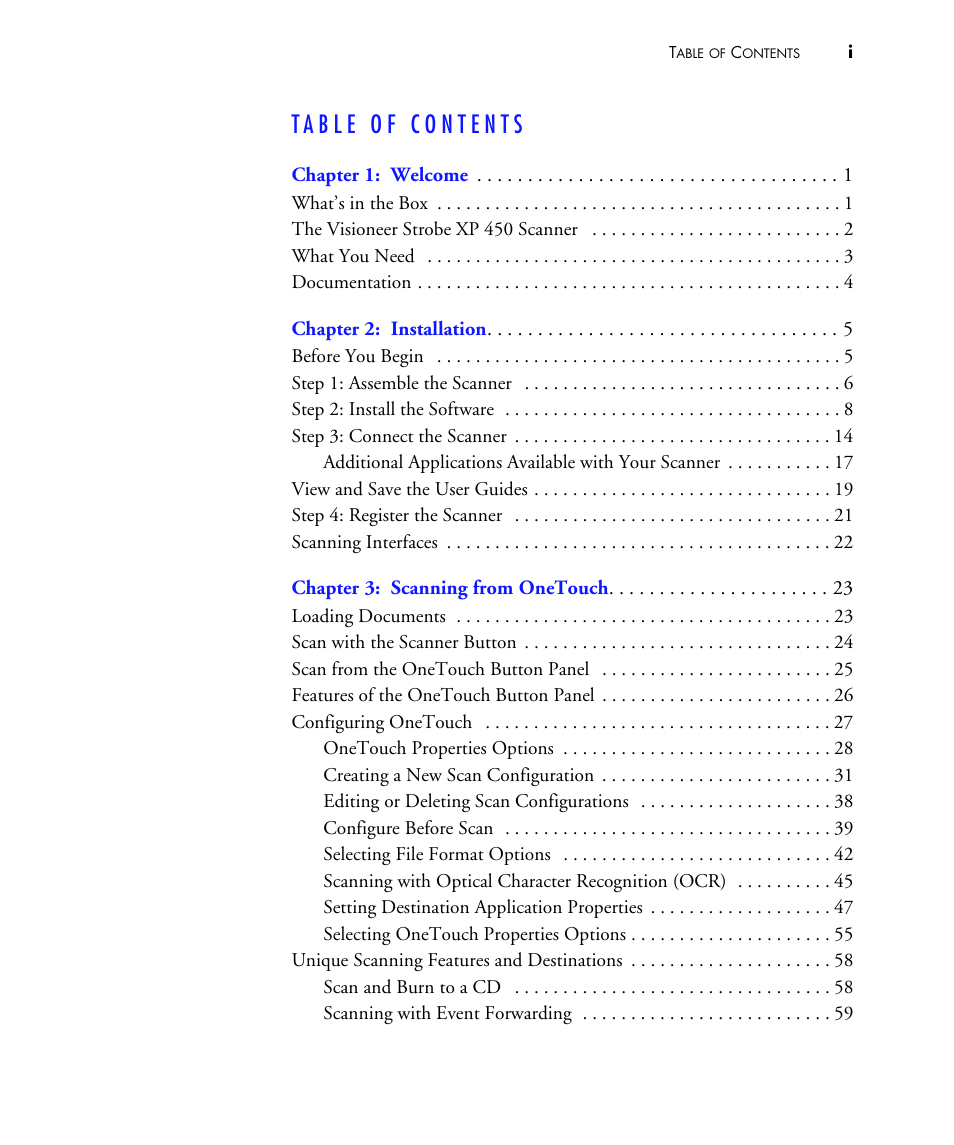 Visioneer STROBE 450 User Manual | Page 4 / 94
