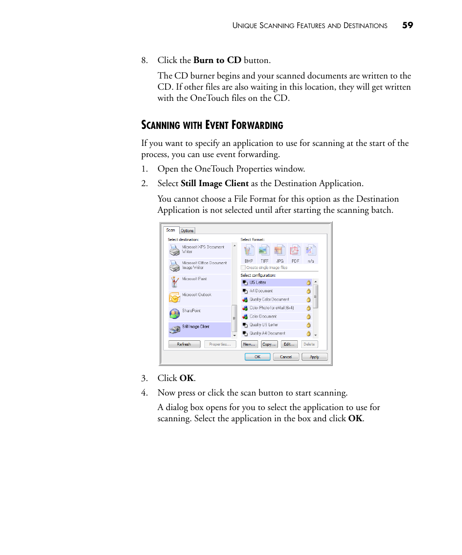Scanning with event forwarding | Visioneer STROBE 450 User Manual | Page 64 / 94