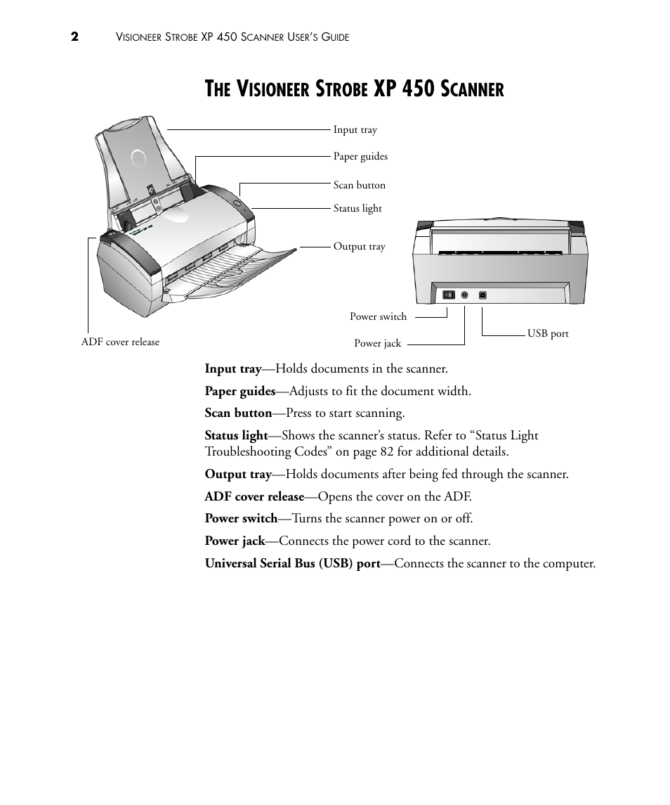 The visioneer strobe xp 450 scanner, Xp 450 s, Isioneer | Trobe, Canner | Visioneer STROBE 450 User Manual | Page 7 / 94