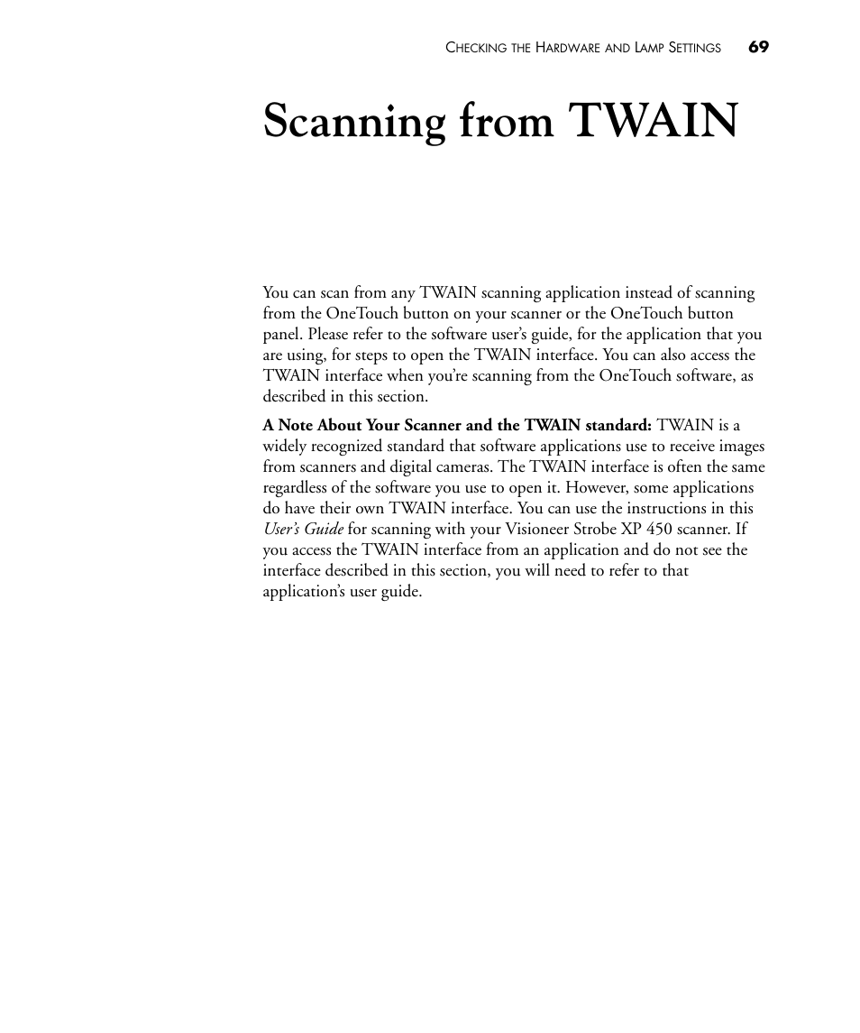 Scanning from twain | Visioneer STROBE 450 User Manual | Page 74 / 94