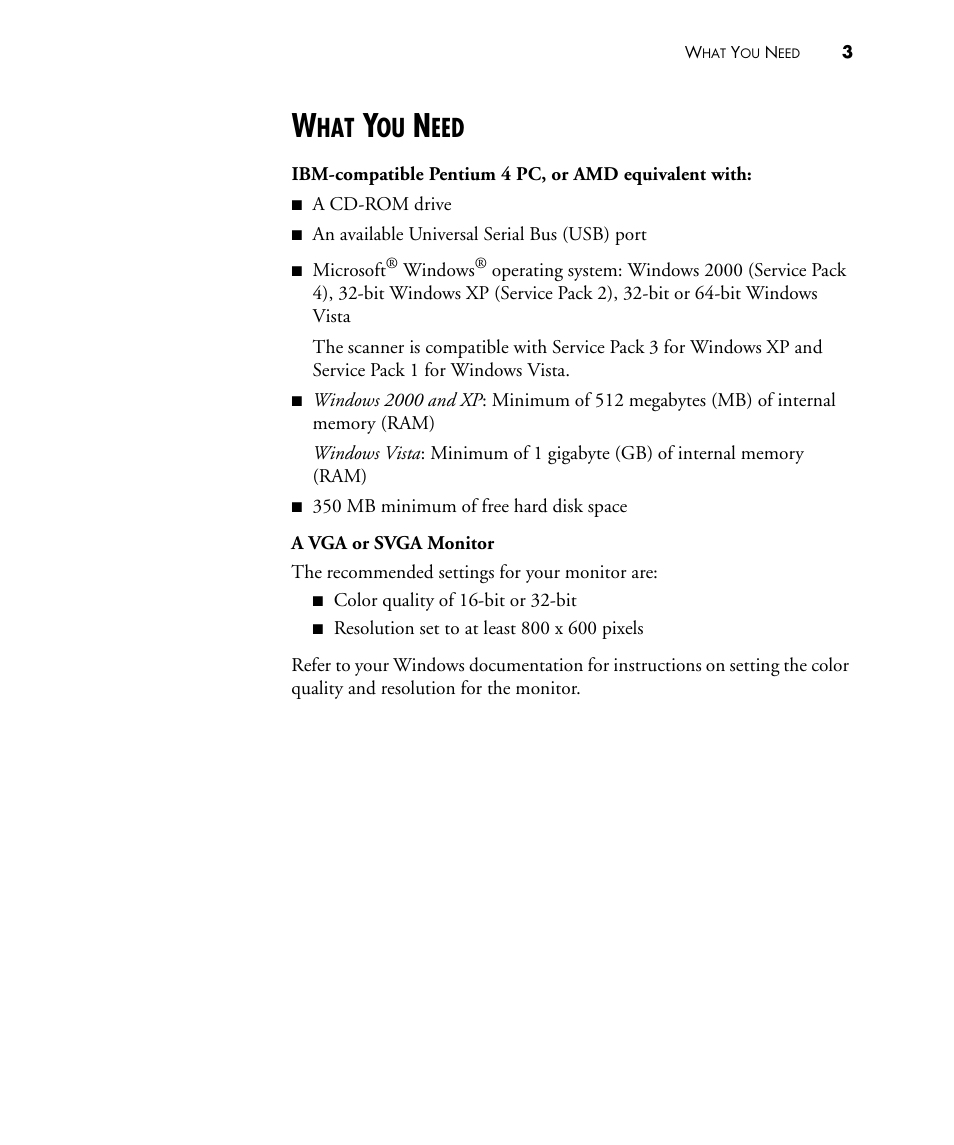 What you need | Visioneer STROBE 450 User Manual | Page 8 / 94