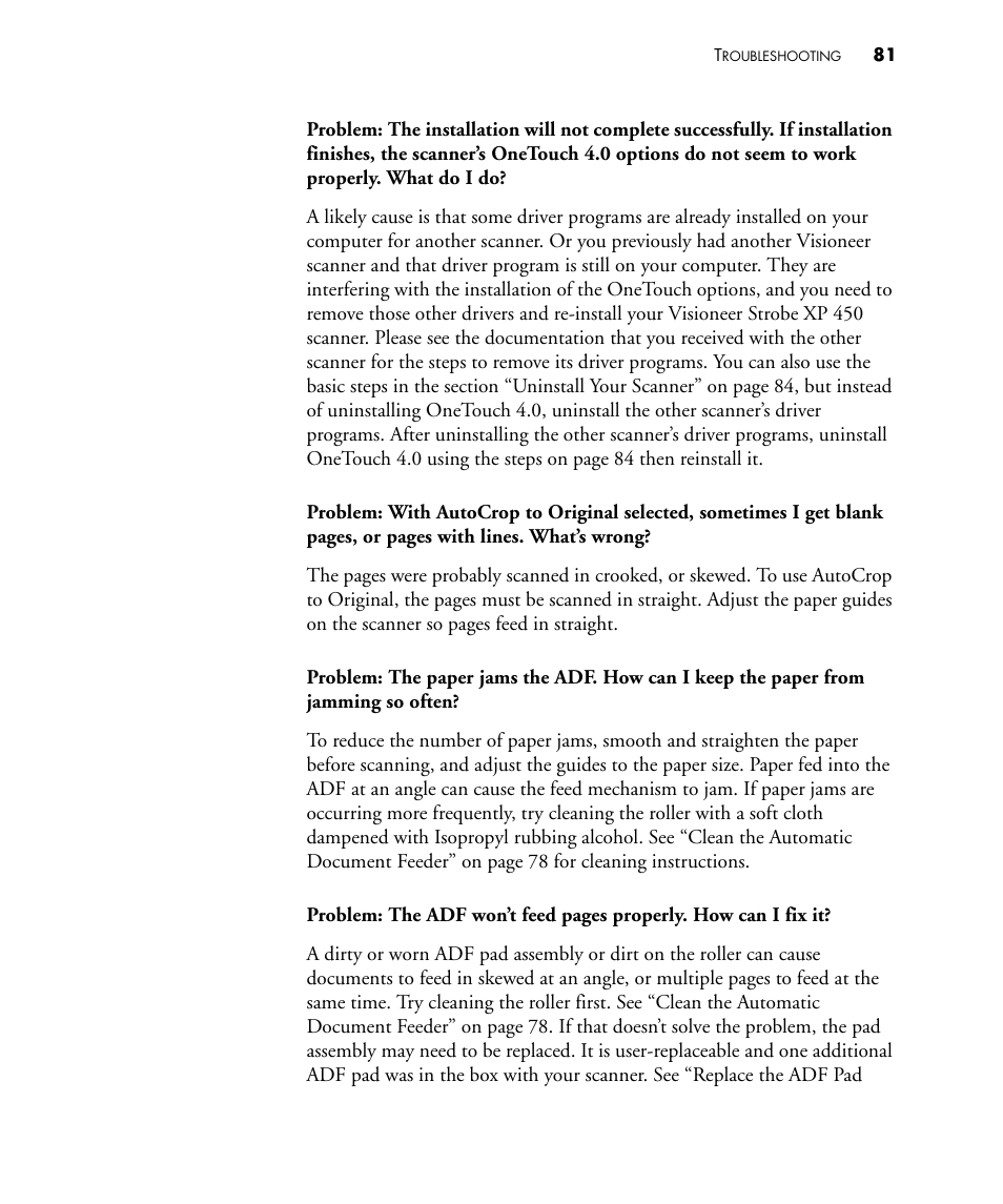 Visioneer STROBE 450 User Manual | Page 86 / 94