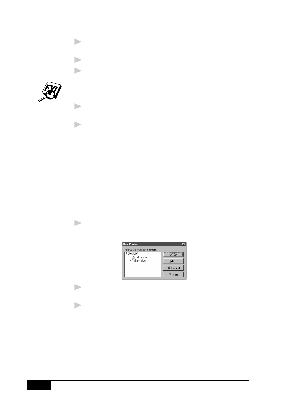 Selecting a group (or a contact from a group), Saving a new contact from the fax send window | Visioneer MFC7050C User Manual | Page 186 / 264