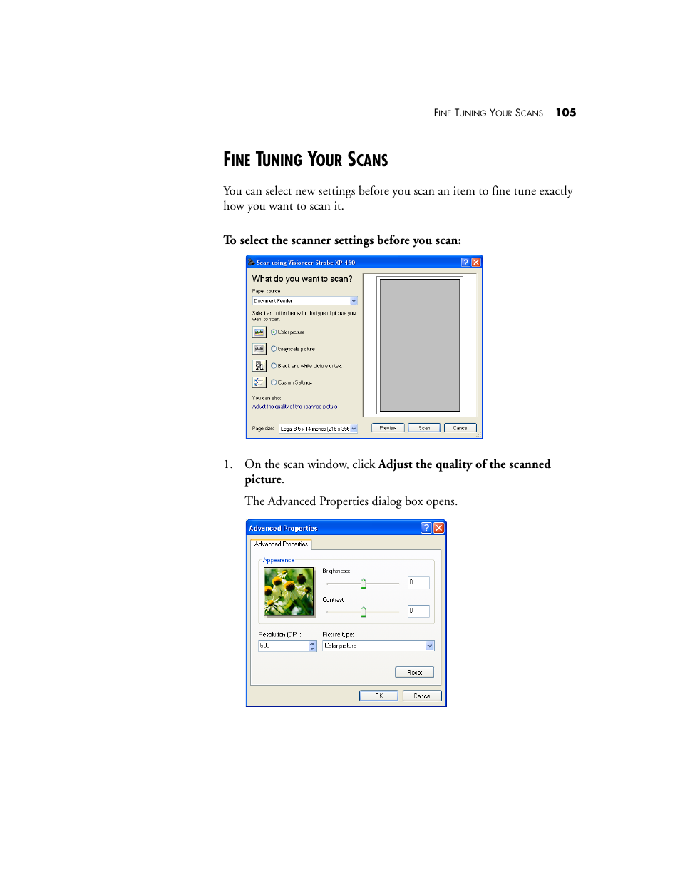 Fine tuning your scans, Uning, Cans | Visioneer XP 450 User Manual | Page 110 / 132