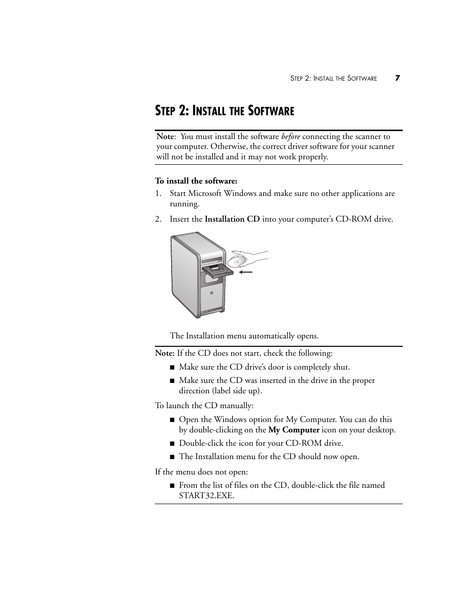 Step 2: install the software, Nstall, Oftware | Visioneer XP 450 User Manual | Page 12 / 132