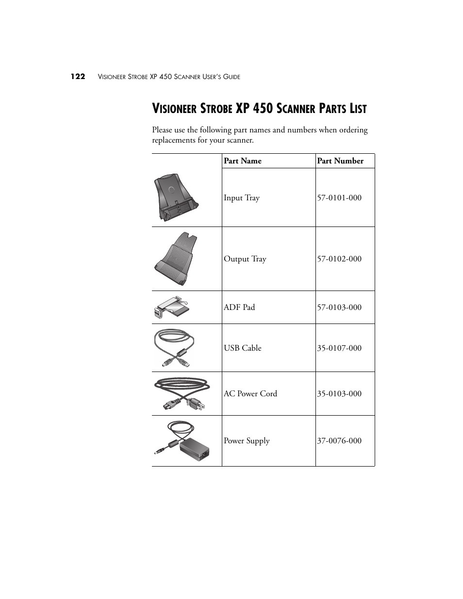 Visioneer strobe xp 450 scanner parts list, Xp 450 s, Isioneer | Trobe, Canner, Arts | Visioneer XP 450 User Manual | Page 127 / 132