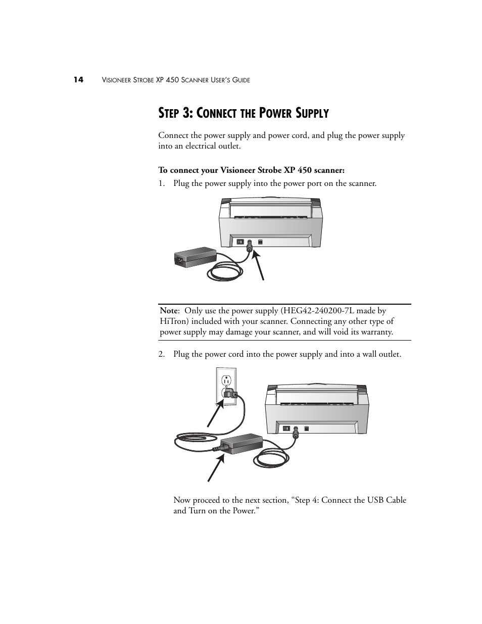Step 3: connect the power supply, Onnect, Ower | Upply | Visioneer XP 450 User Manual | Page 19 / 132