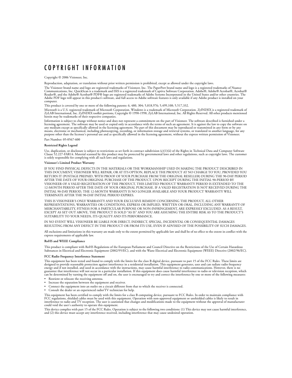 Visioneer XP 450 User Manual | Page 3 / 132