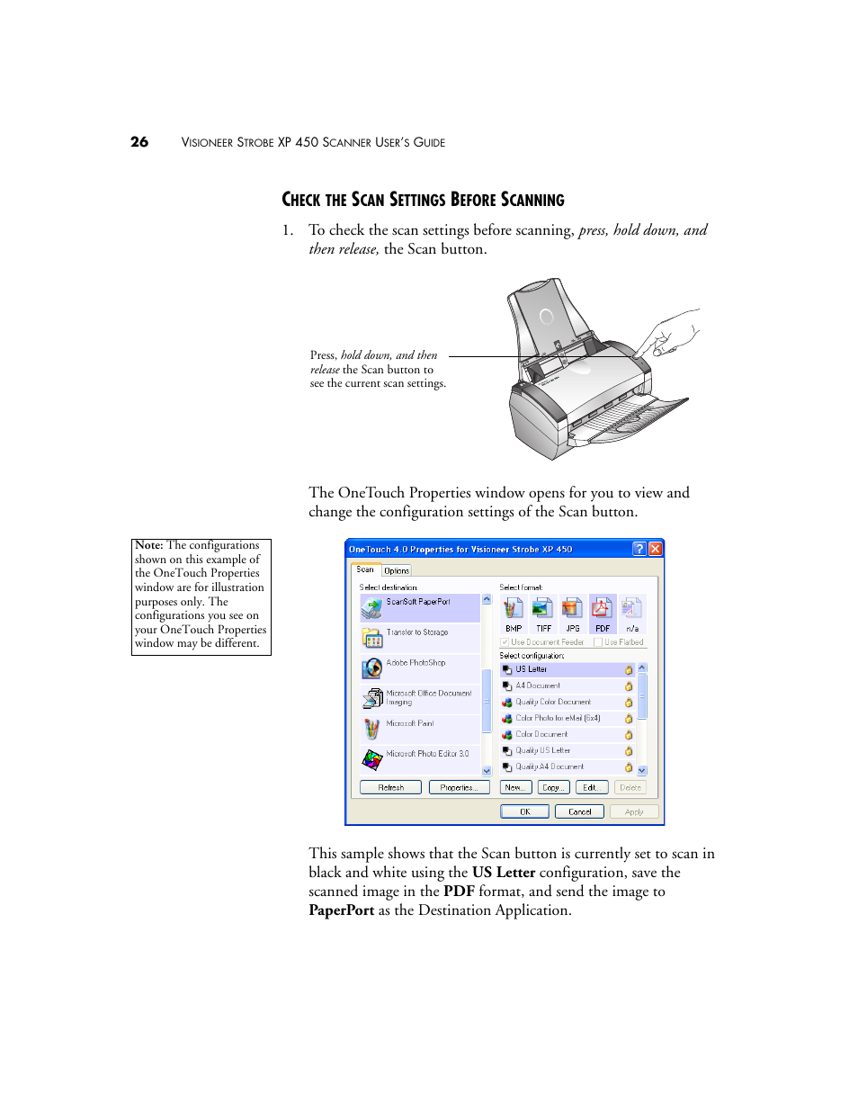 Check the scan settings before scanning | Visioneer XP 450 User Manual | Page 31 / 132