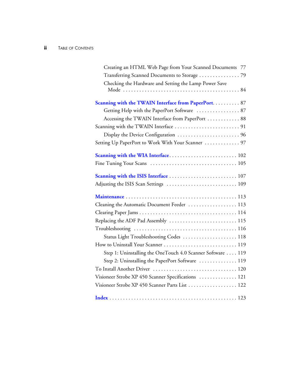 Visioneer XP 450 User Manual | Page 5 / 132