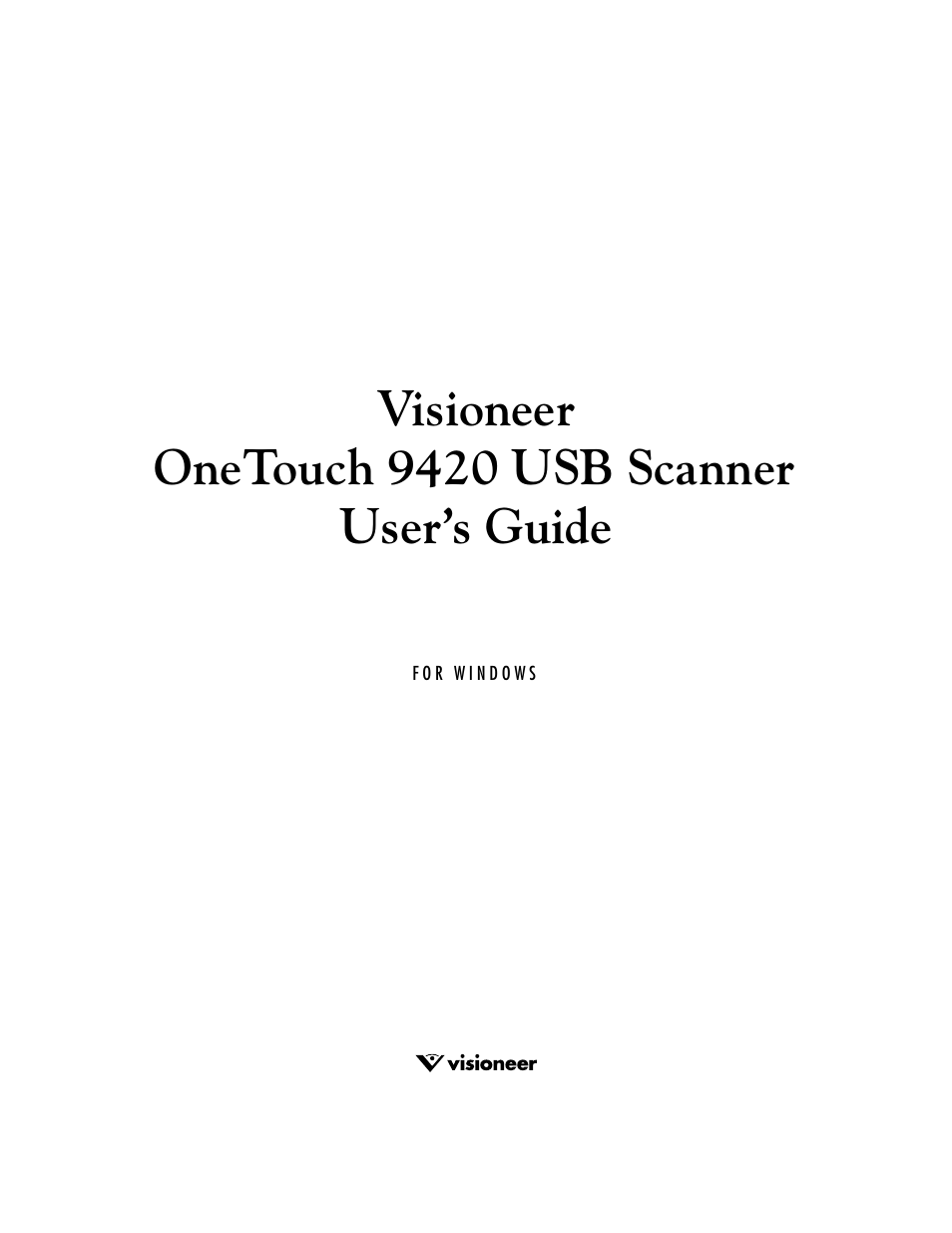 Visioneer 9420 User Manual | 106 pages