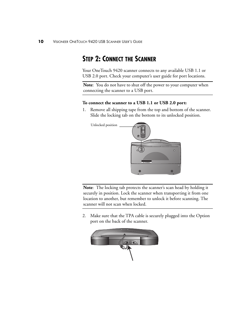 Step 2: connect the scanner, Onnect, Canner | Visioneer 9420 User Manual | Page 14 / 106
