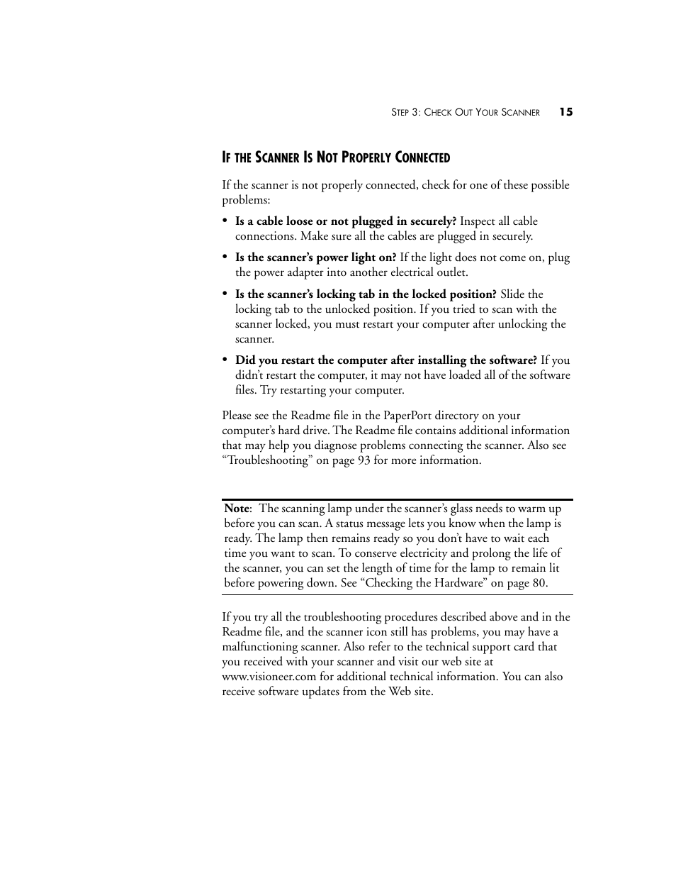 If the scanner is not properly connected | Visioneer 9420 User Manual | Page 19 / 106