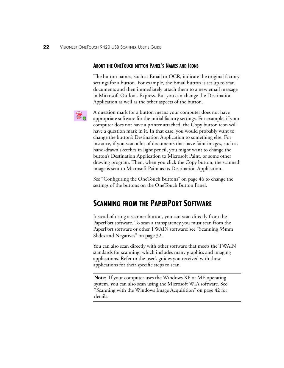 Scanning from the paperport software, Canning, From | Aper, Oftware | Visioneer 9420 User Manual | Page 26 / 106