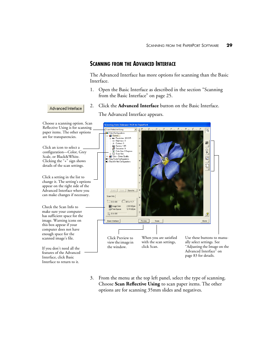 Scanning from the advanced interface | Visioneer 9420 User Manual | Page 33 / 106
