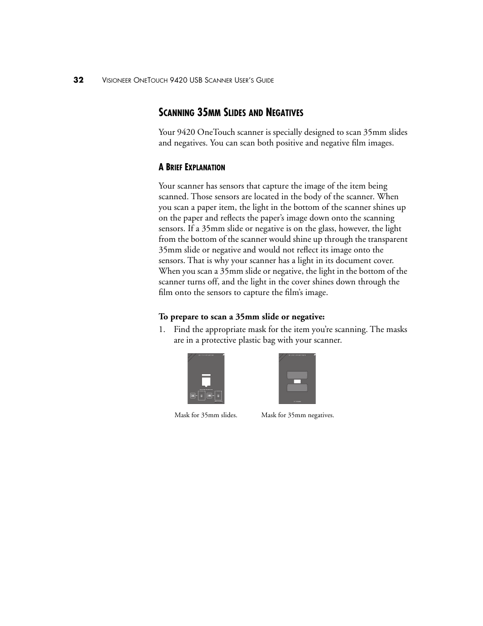 Scanning 35mm slides and negatives | Visioneer 9420 User Manual | Page 36 / 106