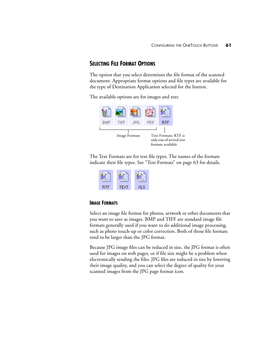 Selecting file format options | Visioneer 9420 User Manual | Page 65 / 106