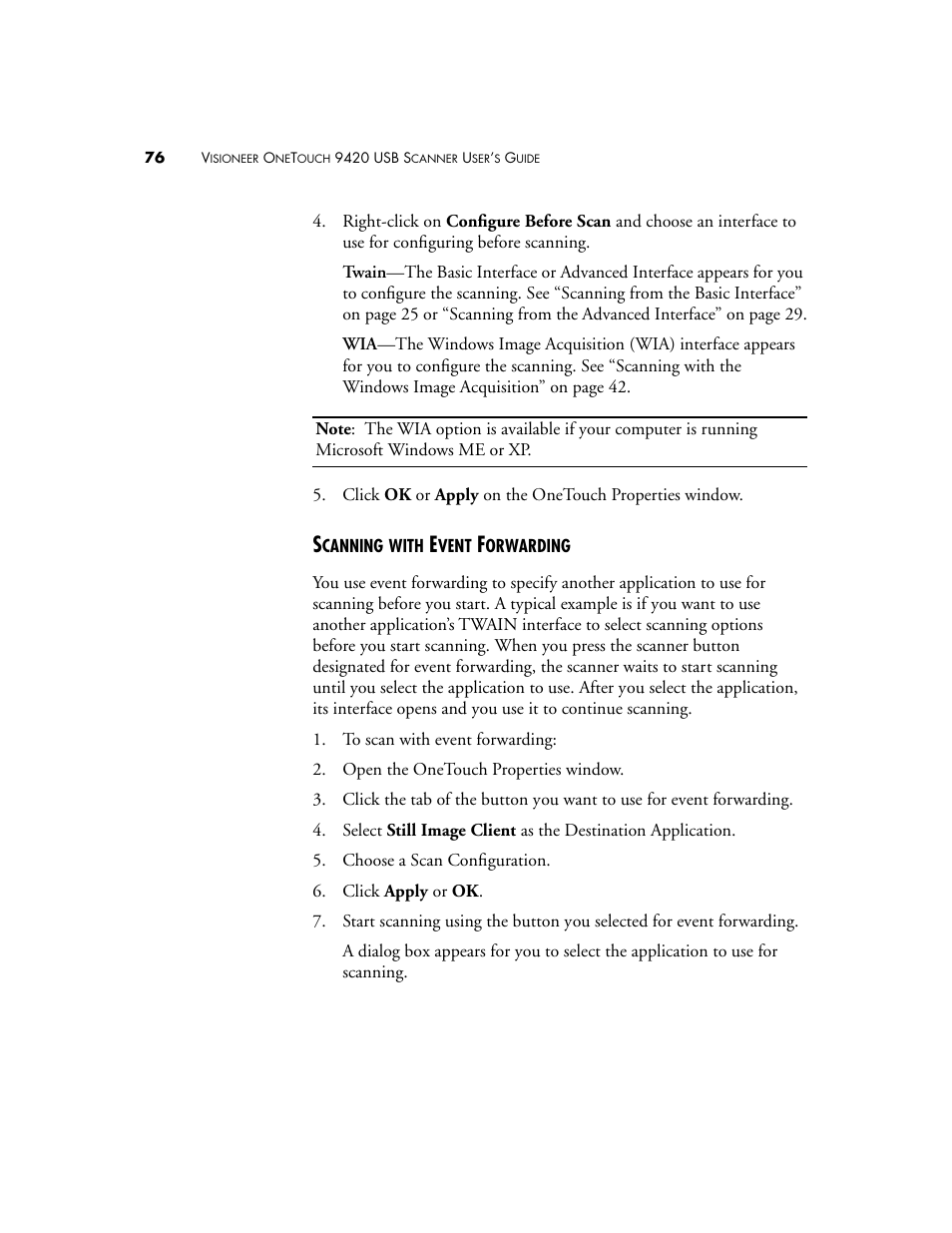 Scanning with event forwarding | Visioneer 9420 User Manual | Page 80 / 106