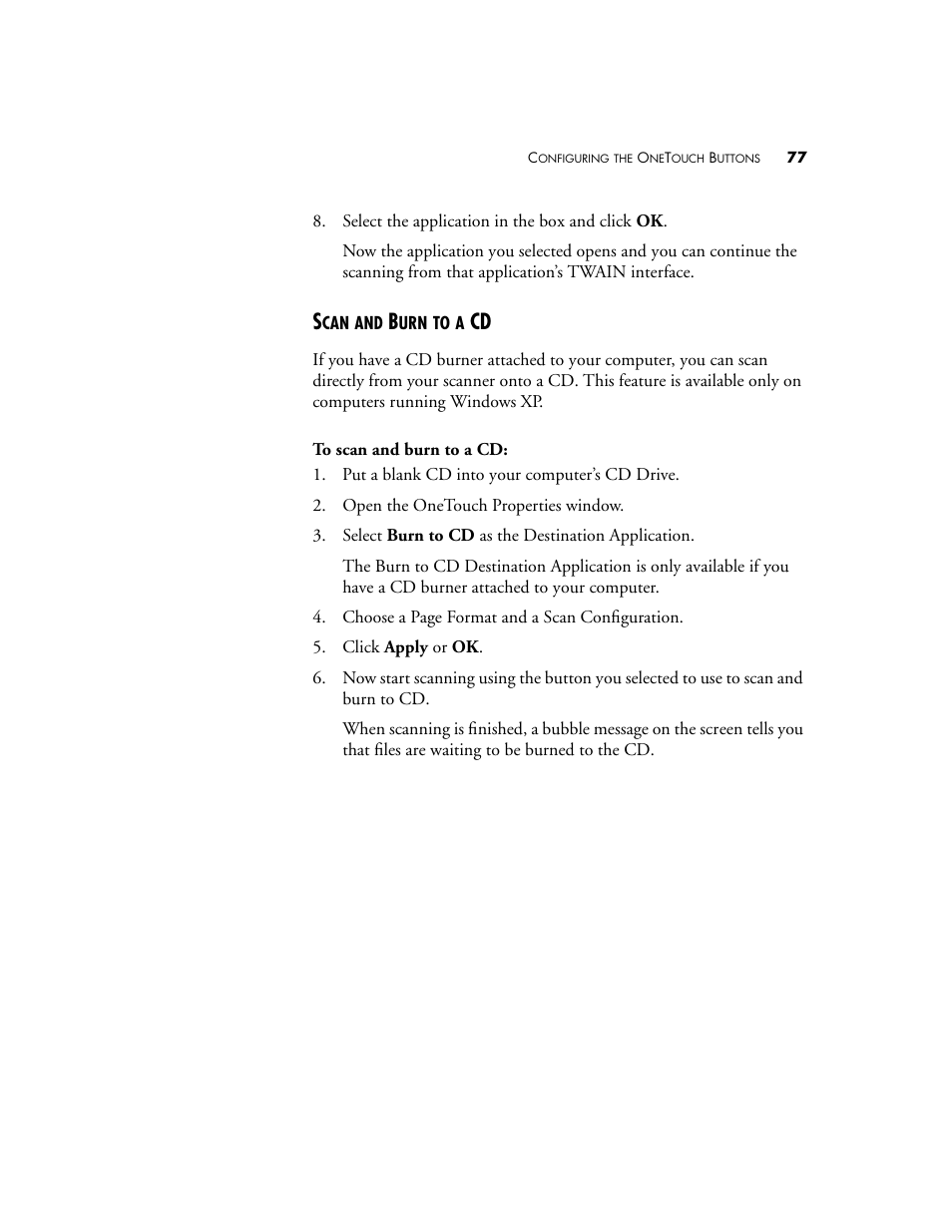 Scan and burn to a cd | Visioneer 9420 User Manual | Page 81 / 106