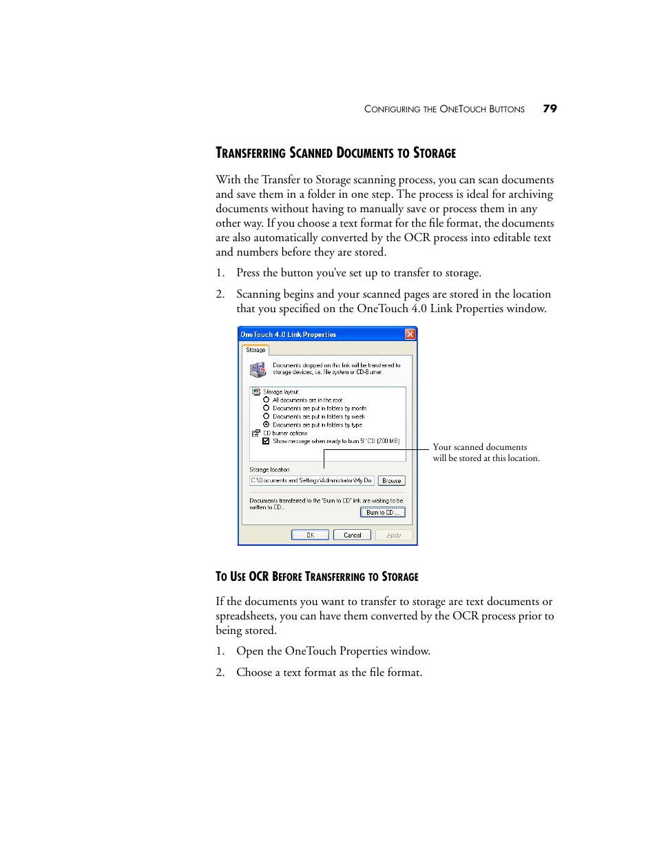 Transferring scanned documents to storage | Visioneer 9420 User Manual | Page 83 / 106