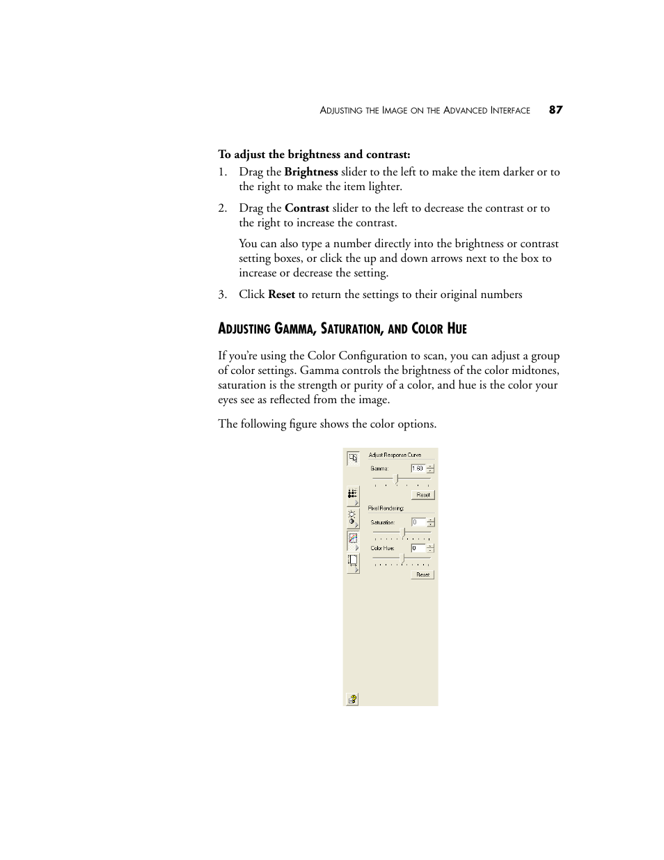 Adjusting gamma, saturation, and color hue | Visioneer 9420 User Manual | Page 91 / 106