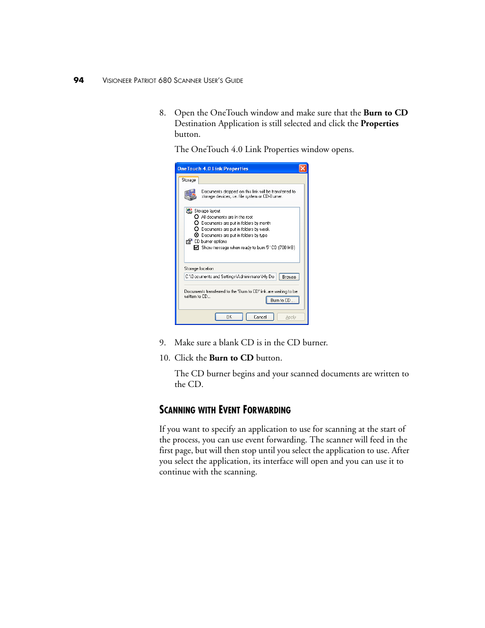 Scanning with event forwarding | Visioneer Patriot 680 User Manual | Page 101 / 158
