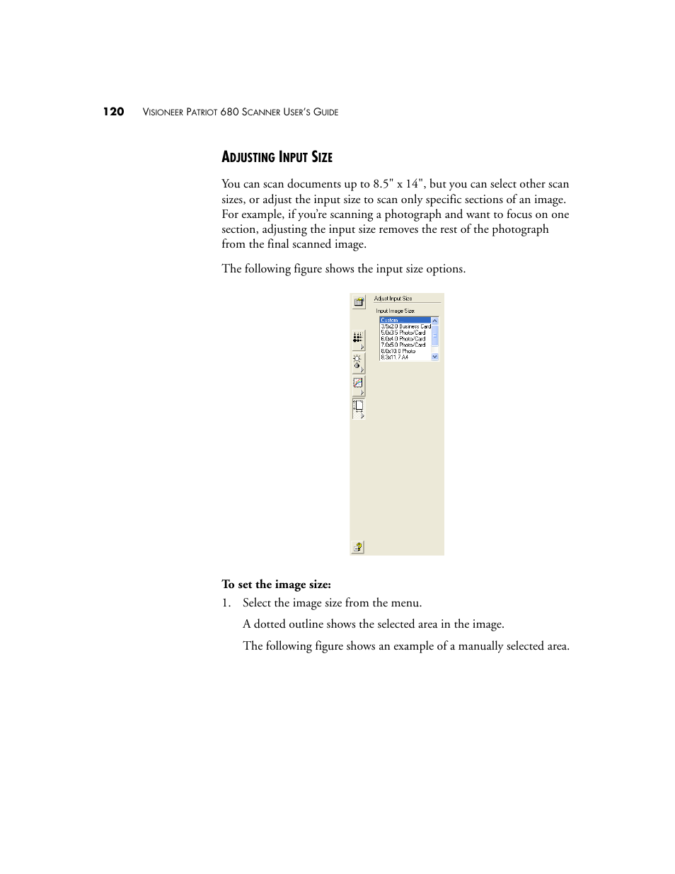 Adjusting input size | Visioneer Patriot 680 User Manual | Page 127 / 158