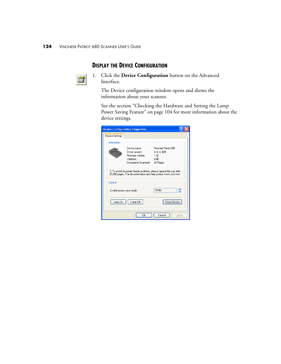 Display the device configuration | Visioneer Patriot 680 User Manual | Page 131 / 158