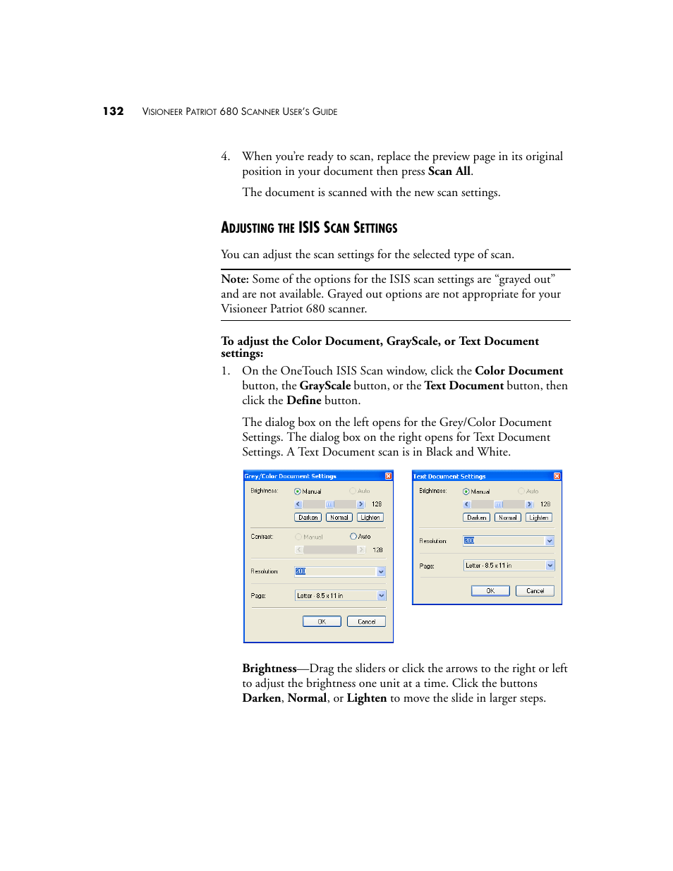 Adjusting the isis scan settings, Isis s | Visioneer Patriot 680 User Manual | Page 139 / 158