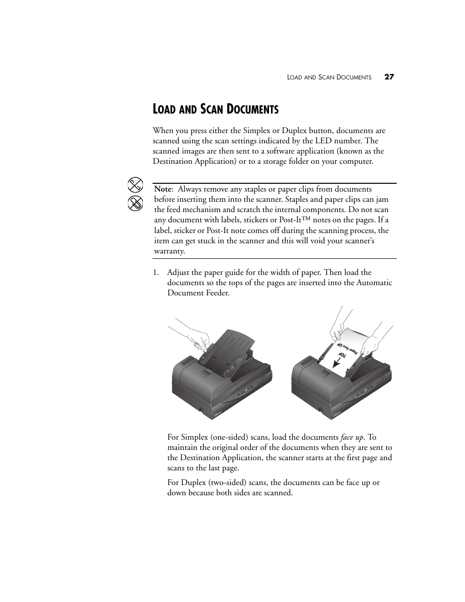 Load and scan documents, Ocuments | Visioneer Patriot 680 User Manual | Page 34 / 158