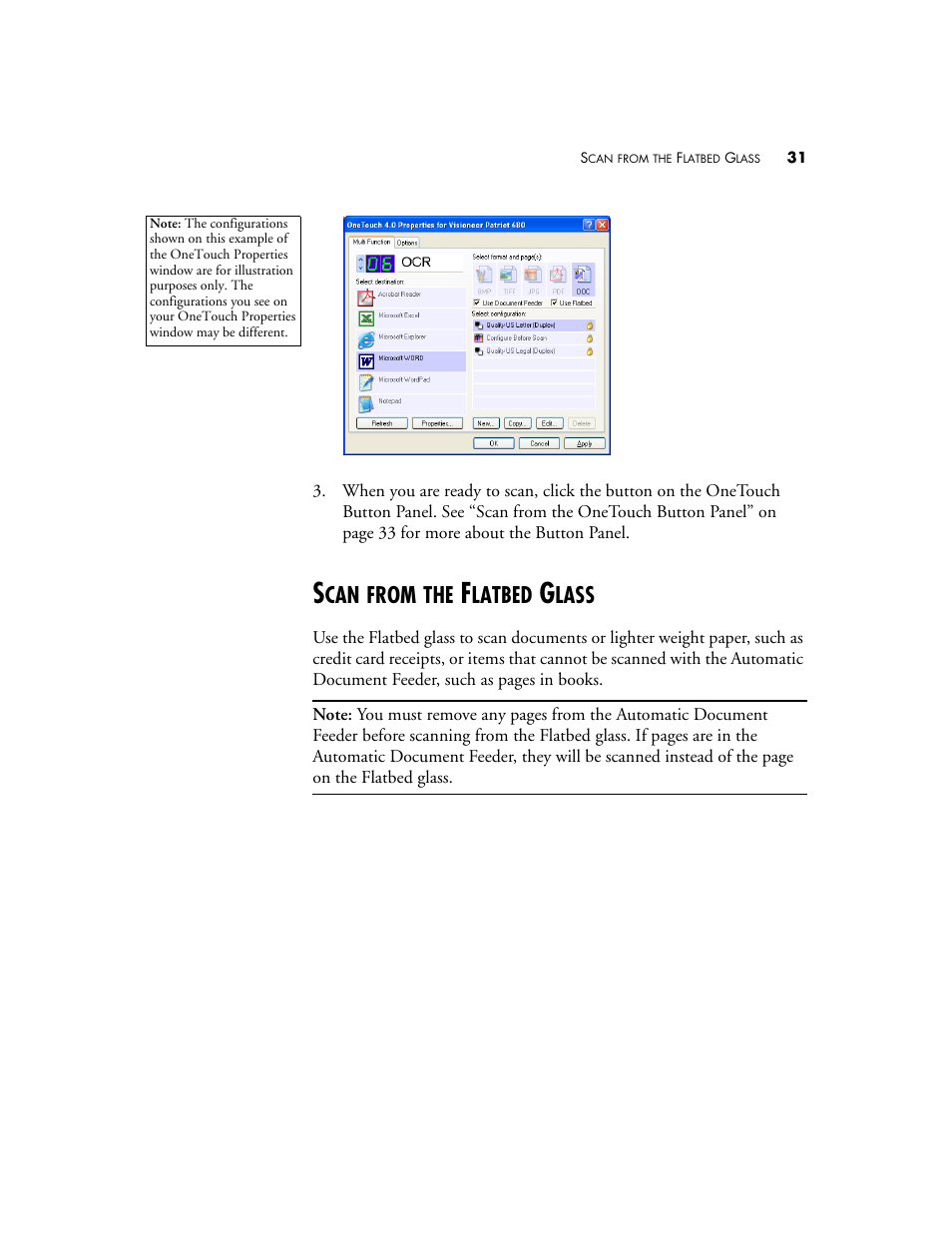 Scan from the flatbed glass, From, Latbed | Lass | Visioneer Patriot 680 User Manual | Page 38 / 158