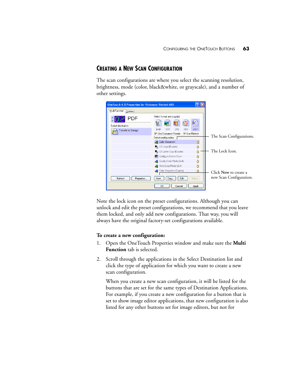 Creating a new scan configuration | Visioneer Patriot 680 User Manual | Page 70 / 158
