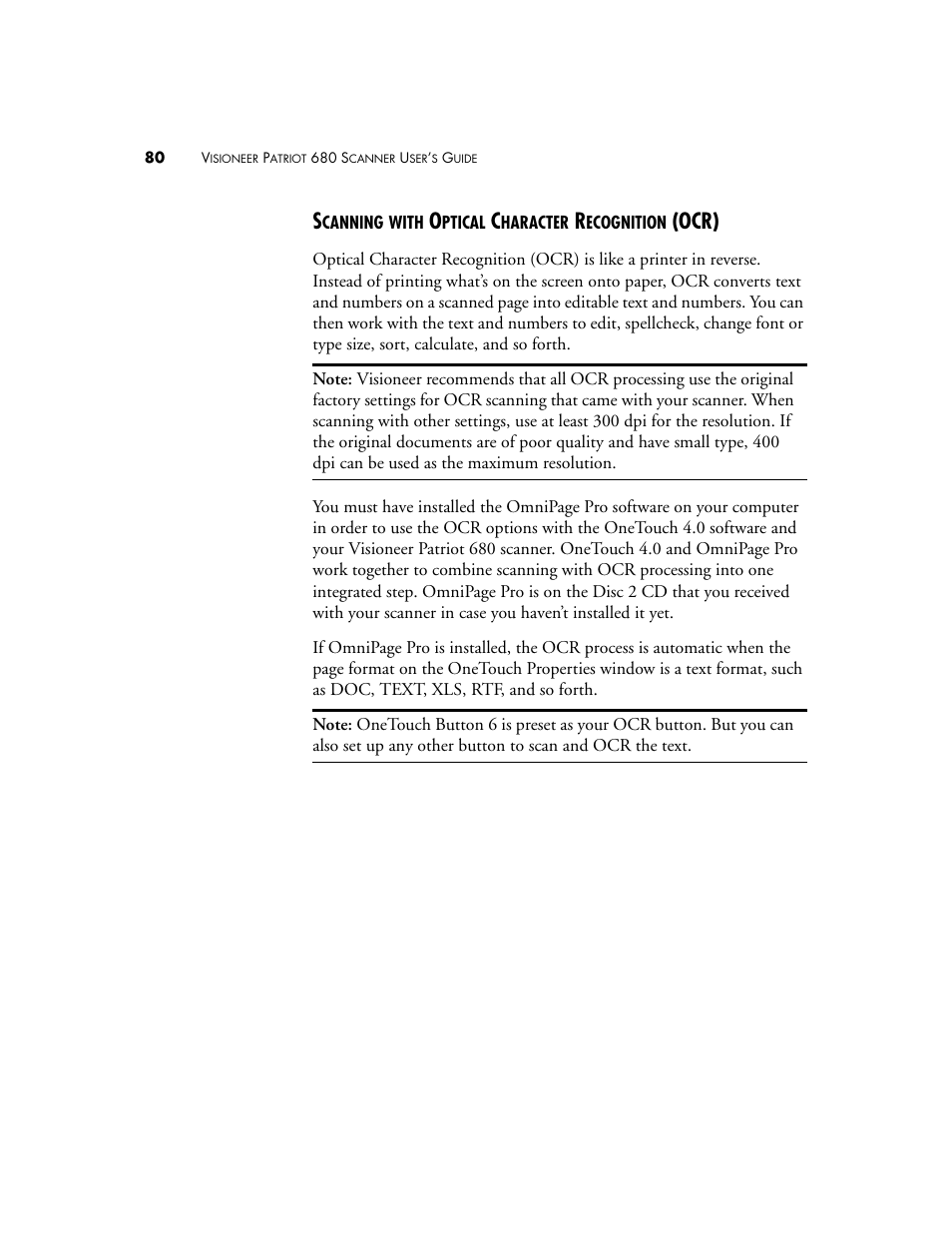 Scanning with optical character recognition (ocr), Ocr) | Visioneer Patriot 680 User Manual | Page 87 / 158