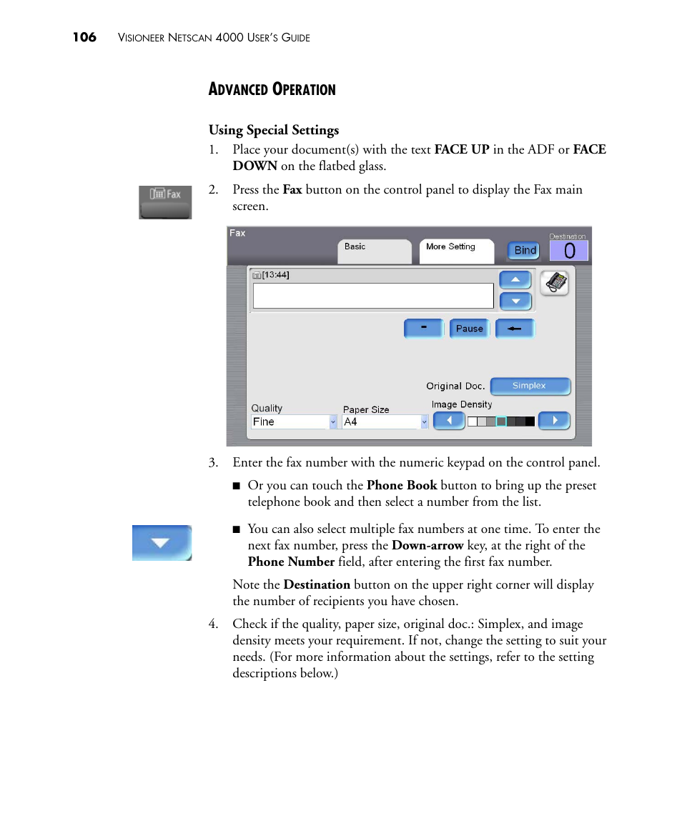 Advanced operation | Visioneer NETSCAN 4000 User Manual | Page 113 / 186