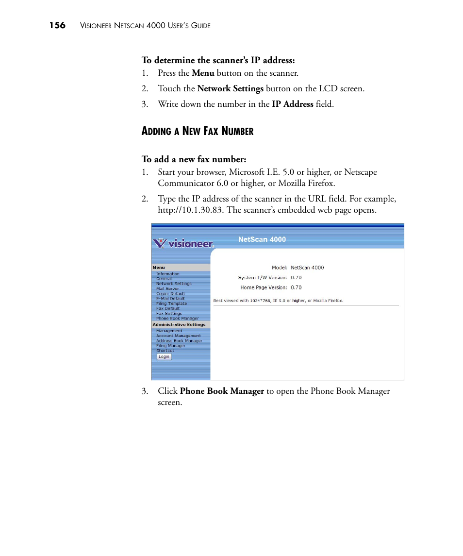 Adding a new fax number | Visioneer NETSCAN 4000 User Manual | Page 163 / 186